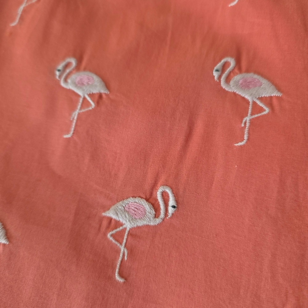 Talbots Cotton Flamingo Skirt Womens 10P Coral Embroirdery Preppy Vacation - Picture 3 of 9